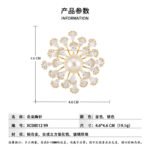 Luxurious pearl floral crystal brooch wholesale featuring a large center pearl surrounded by radiating wire-set pear-cut cubic zirconia petals from junejewelry.com