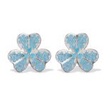 Wholesale turquoise pave earrings collection featuring micro-pave turquoise studs, huggie hoops, pearl drops, swan, and flower designs.