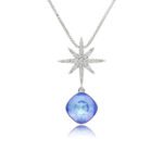 Silver North Star pendant necklace set with micro-pavé accents and cushion-cut Swarovski Element crystal wholesale