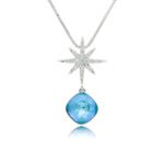 Silver North Star pendant necklace set with micro-pavé accents and cushion-cut Swarovski Element crystal wholesale