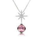 Silver North Star pendant necklace set with micro-pavé accents and cushion-cut Swarovski Element crystal wholesale
