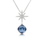 Silver North Star pendant necklace set with micro-pavé accents and cushion-cut Swarovski Element crystal wholesale