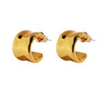 Wholesale modern curved concave huggie hoop earrings with genuine 18K gold and white gold plating on copper