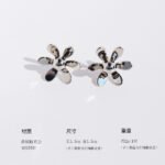 Wholesale metallic floral statement stud earrings with genuine 18K gold and white gold plating on copper