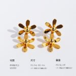 Wholesale metallic floral statement stud earrings with genuine 18K gold and white gold plating on copper