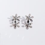 Wholesale metallic floral statement stud earrings with genuine 18K gold and white gold plating on copper