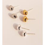 Wholesale chunky oval pebble stud earrings with 18K gold, white gold, and silver plating on copper