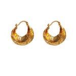 Wholesale vintage textured hammered double hoop earrings with genuine 18K gold plating on copper