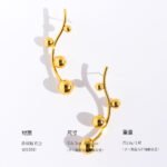 Wholesale curved branch graduated beaded statement earrings with genuine 18K gold and white gold plating on copper