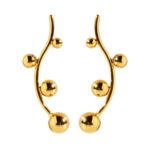 Wholesale curved branch graduated beaded statement earrings with genuine 18K gold and white gold plating on copper