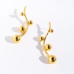 Wholesale curved branch graduated beaded statement earrings with genuine 18K gold and white gold plating on copper