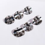 Wholesale avant-garde multi-disc statement dangle earrings with genuine 18K gold and white gold plating on copper