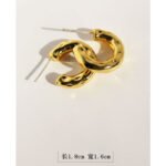 Wholesale vintage hammered textured chunky C hoop earrings with genuine 18K gold plating on copper