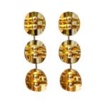 Wholesale avant-garde multi-disc statement dangle earrings with genuine 18K gold and white gold plating on copper