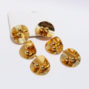 Wholesale avant-garde multi-disc statement dangle earrings with genuine 18K gold and white gold plating on copper