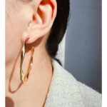 Wholesale large twisted wave hoop earrings with genuine 18K gold and white gold plating on copper