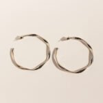 Wholesale large twisted wave hoop earrings with genuine 18K gold and white gold plating on copper