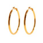 Wholesale classic textured bamboo wavy hoop earrings in multiple sizes with genuine 18K gold and white gold plating on copper Product Description