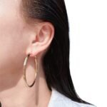 Wholesale classic textured bamboo wavy hoop earrings in multiple sizes with genuine 18K gold and white gold plating on copper Product Description