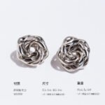 Wholesale vintage abstract swirl rose floral stud earrings with genuine 18K gold and white gold plating on copper
