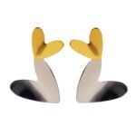 Wholesale modern two-tone asymmetric heart dangle earrings with genuine 18K gold and white gold plating on copper