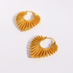 Wholesale modern sunburst radiant beam statement hoop earrings with genuine 18K gold and white gold plating on copper
