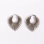 Wholesale modern sunburst radiant beam statement hoop earrings with genuine 18K gold and white gold plating on copper