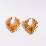 Wholesale modern sunburst radiant beam statement hoop earrings with genuine 18K gold and white gold plating on copper