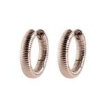 Wholesale textured ribbed huggie hoop earrings with genuine 18K gold and white gold plating on copper
