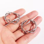 Wholesale modern textured wavy layered hoop earrings with genuine 18K gold and white gold plating on copper