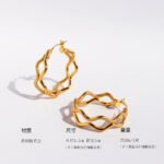 Wholesale modern textured wavy layered hoop earrings with genuine 18K gold and white gold plating on copper