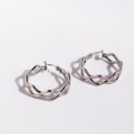 Wholesale modern textured wavy layered hoop earrings with genuine 18K gold and white gold plating on copper