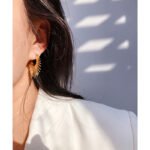 Wholesale bold radiant sunburst open hoop earrings with genuine 18K gold and white gold plating on copper