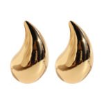 Wholesale classic chunky gold teardrop stud earrings with genuine 18K gold and white gold plating on copper