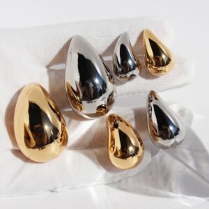 Wholesale classic chunky gold teardrop stud earrings with genuine 18K gold and white gold plating on copper