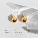 Wholesale classic chunky gold teardrop stud earrings with genuine 18K gold and white gold plating on copper