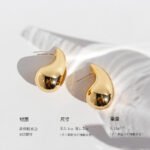 Wholesale classic chunky gold teardrop stud earrings with genuine 18K gold and white gold plating on copper