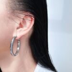 Wholesale modern textured ribbed coil hoop earrings with genuine 18K gold and white gold plating on copper