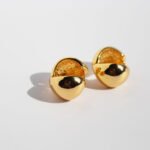 Wholesale bold chunky dome huggie hoop earrings with genuine 18K gold plating on copper