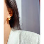 Wholesale bold chunky dome huggie hoop earrings with genuine 18K gold plating on copper