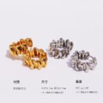 Wholesale modern ruffled textured molten huggie hoop earrings with genuine 18K gold and white gold plating on copper