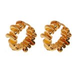 Wholesale modern ruffled textured molten huggie hoop earrings with genuine 18K gold and white gold plating on copper