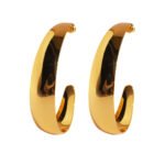 Wholesale chunky wide curved open hoop earrings with genuine 18K gold and white gold plating on copper