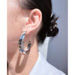 Wholesale chunky wide curved open hoop earrings with genuine 18K gold and white gold plating on copper