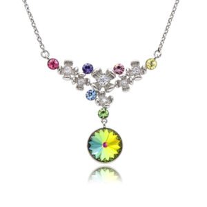 Floral Swarovski Element statement drop necklace