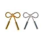 Wholesale twisted rope bow knot stud earrings with genuine 18K gold and white gold plating on copper