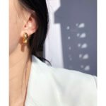 Wholesale classic French quilted lattice pattern huggie hoop earrings with genuine 18K gold and white gold plating on copper