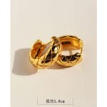 Wholesale classic French quilted lattice pattern huggie hoop earrings with genuine 18K gold and white gold plating on copper