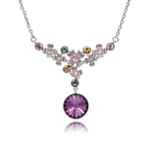 Floral Swarovski Element statement drop necklace