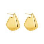 Wholesale chunky geometric curved drop statement earrings with genuine 18K gold plating on copper